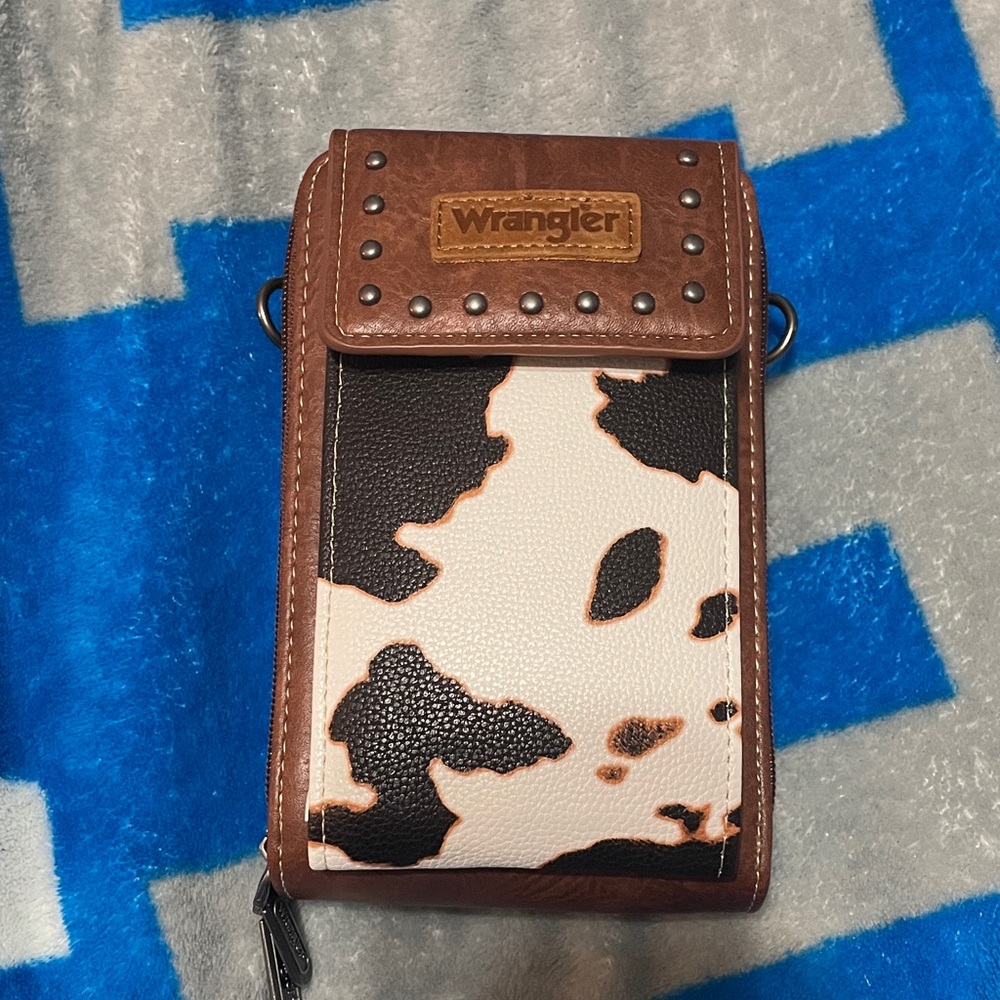 Wrangler Brown and Black Cow Print Wallet